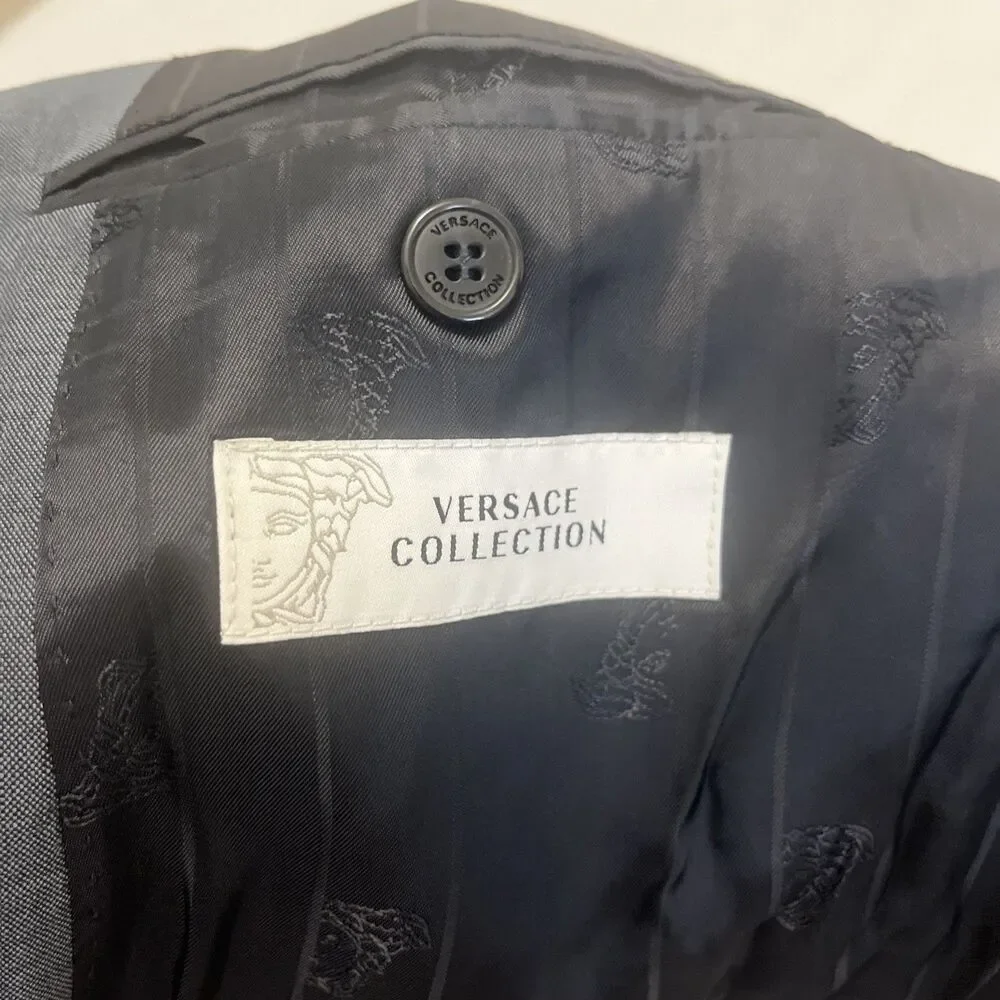 VERSACE Collection Men's Virgin Wool Classic Blazer Blue-Gray Size EU 52 US 42 R